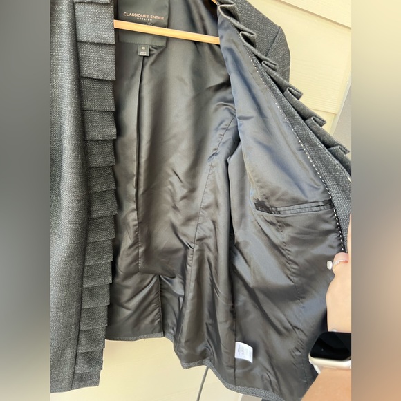 Classiques Entier Atelier | Grey Wool Blend Pleated Ruffle Trim Jacket size 10 - Picture 6 of 10